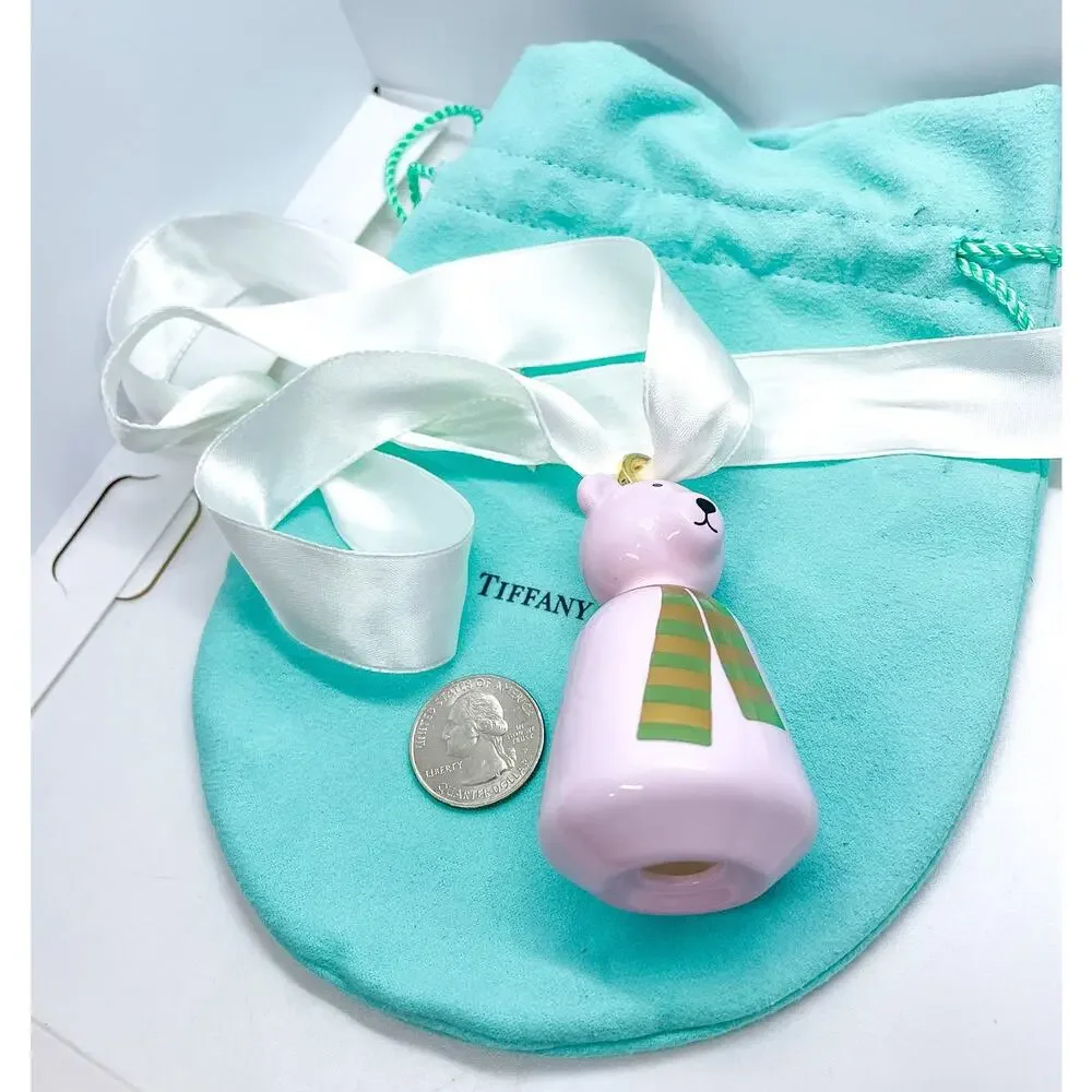 Tiffany & Co. Pink Polar Bear Christmas Ornament Box & Pouch - Replaced Ribbon